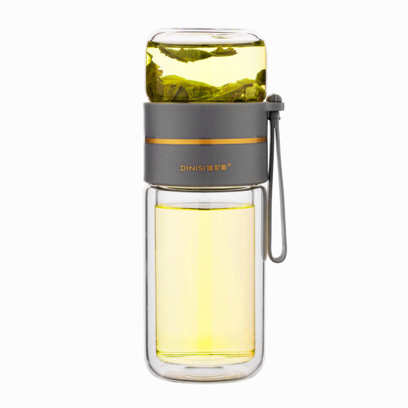 Garrafa de água de vidro com filtro de infusor de chá
