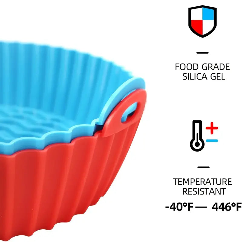 2pcs Round Silicone Baking Pan for Air Fryer, 8.5inch