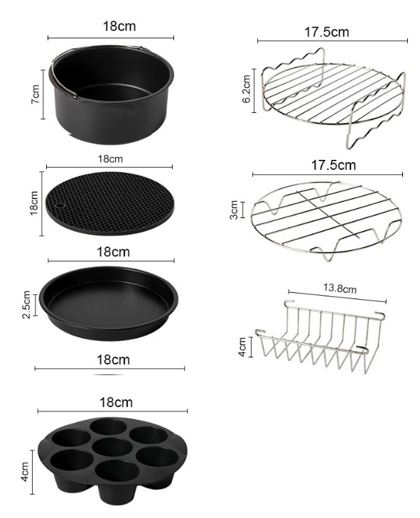 Air Fryers Accessories - 7 Piece Silicone Grill